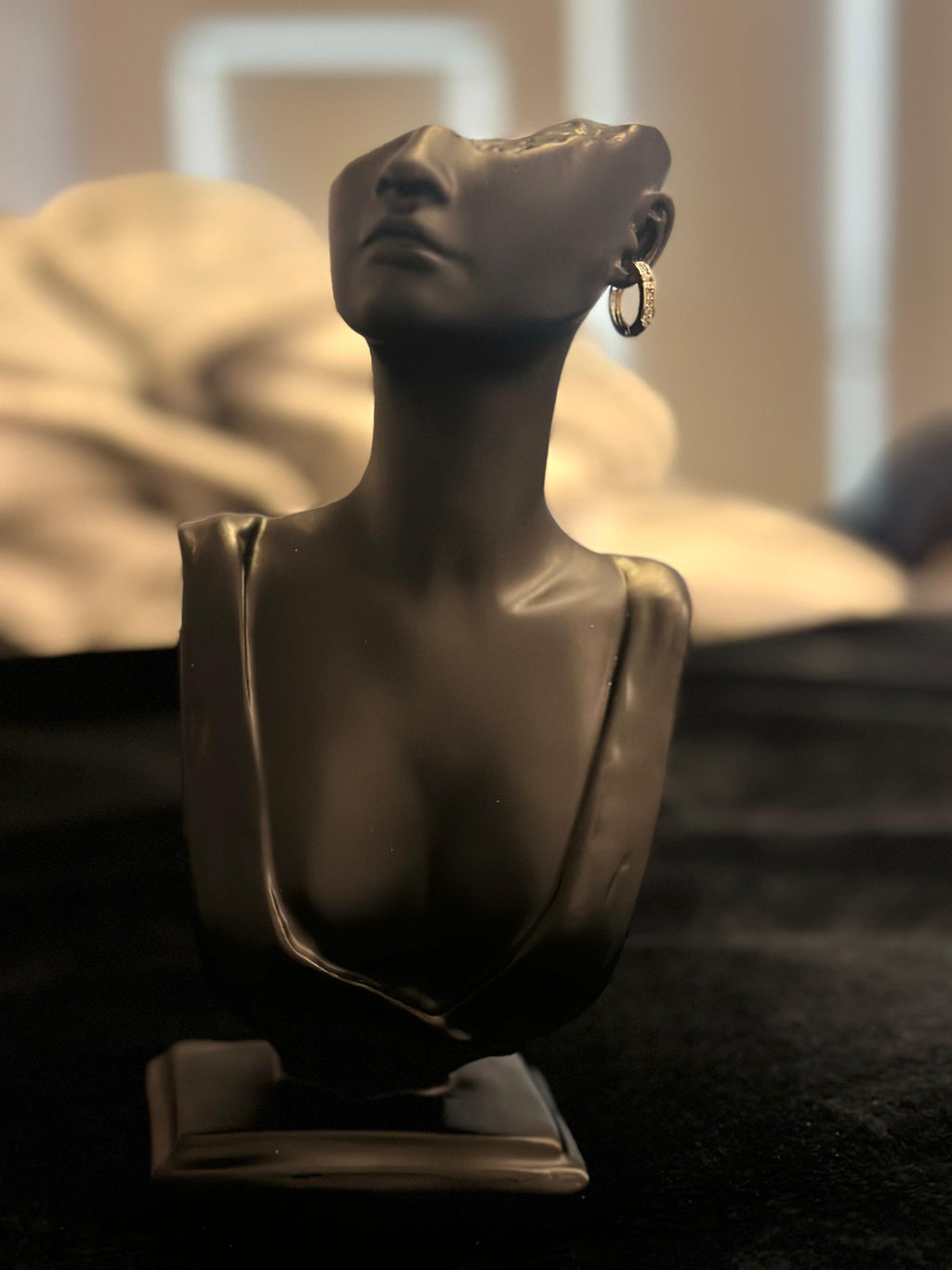 Silver stone earring