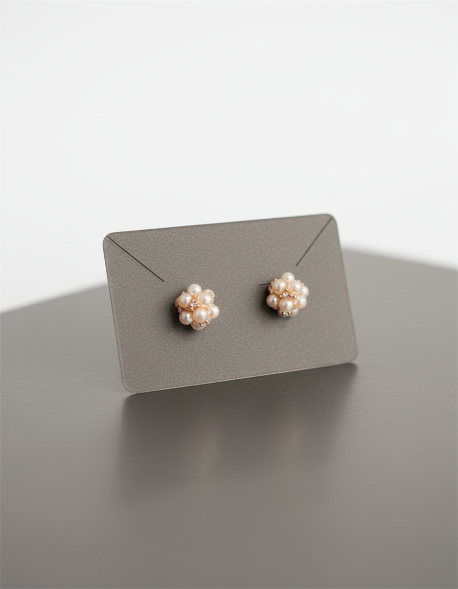 Pearl ball stud- Rose gold