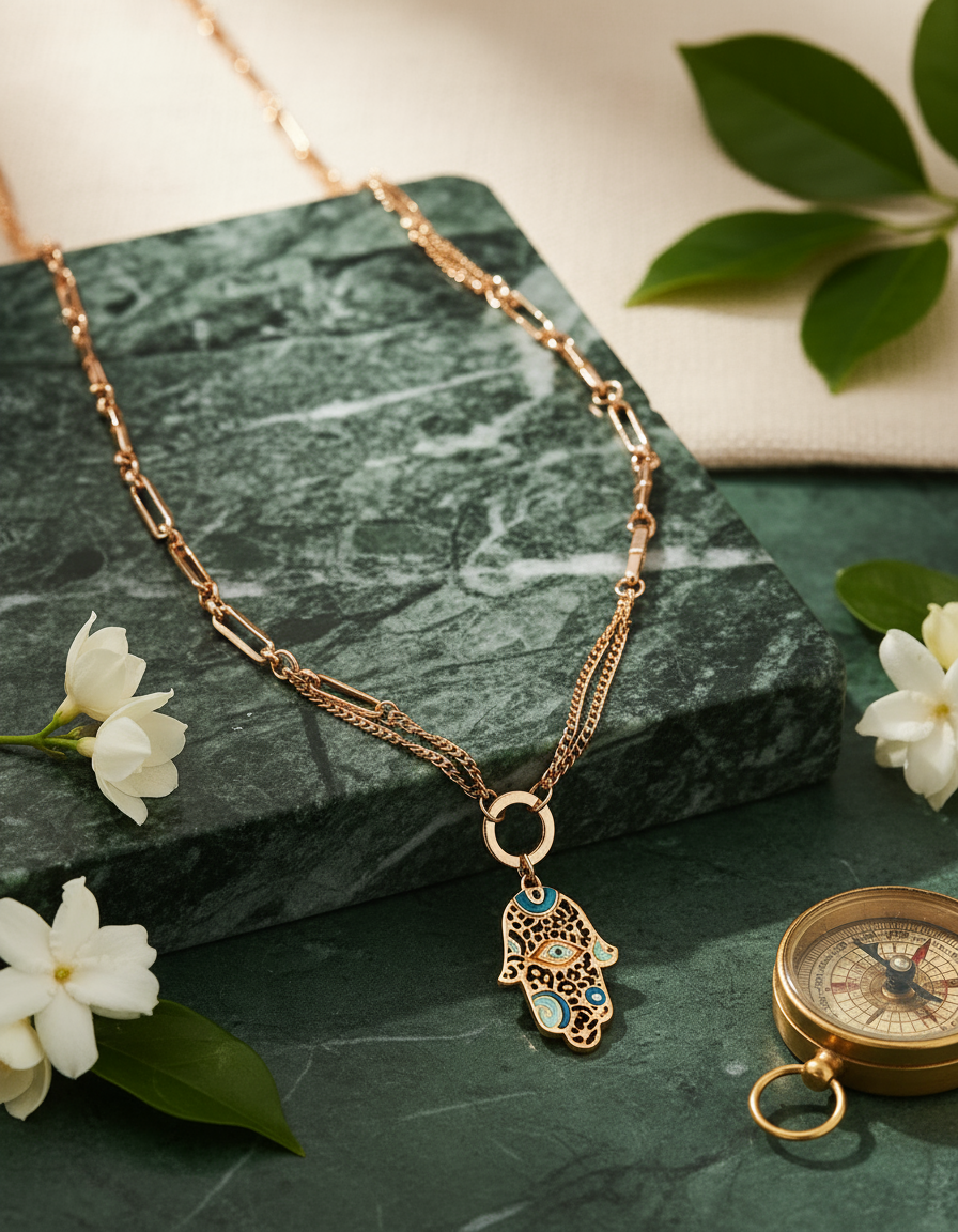 Evil eye hand pendant