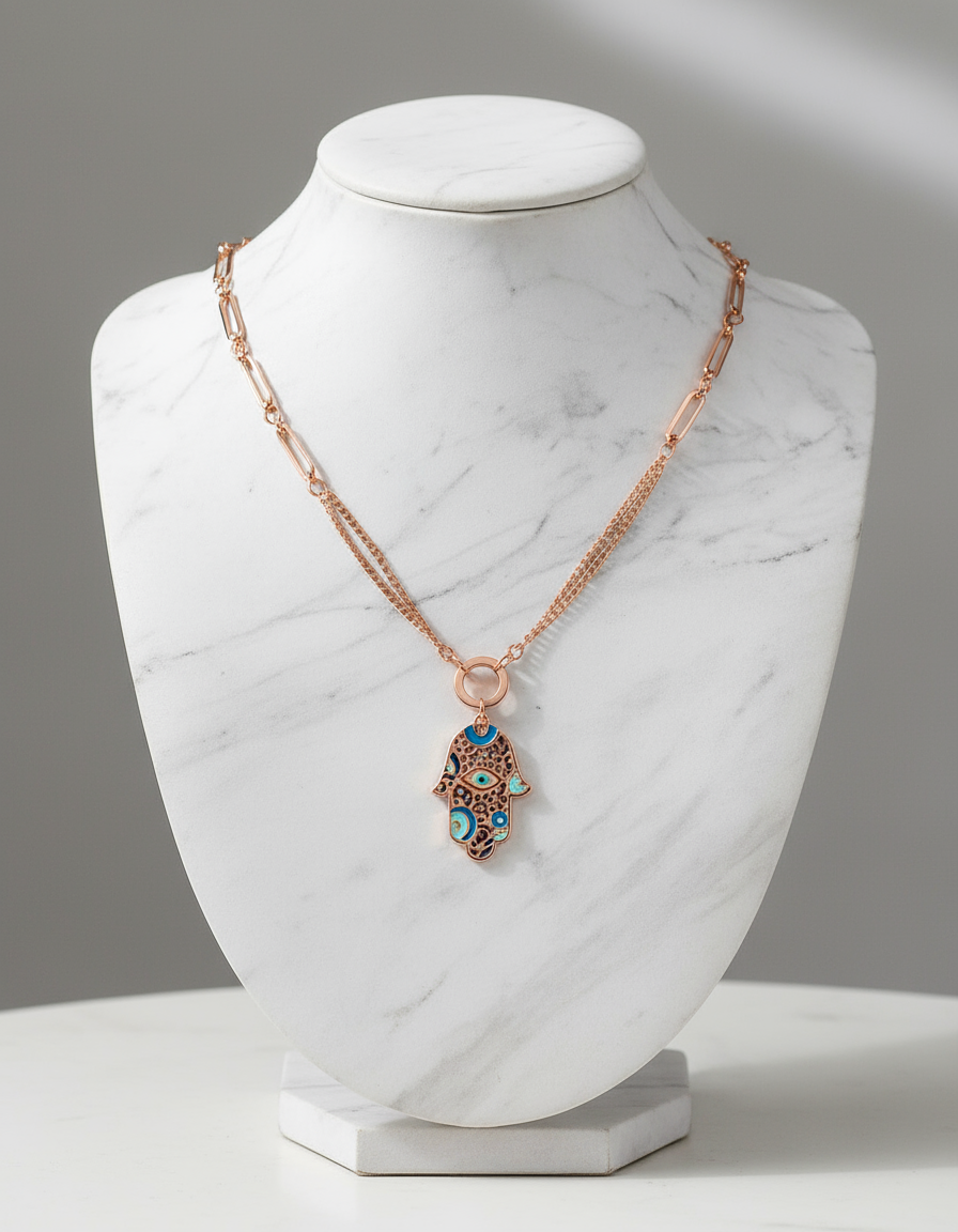 Evil eye hand pendant