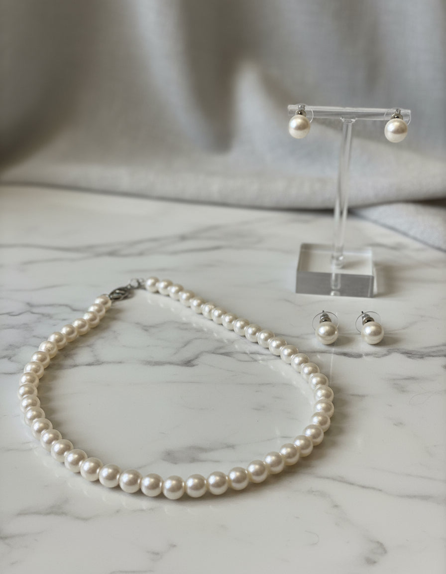 Freshwater pearl neck and earing